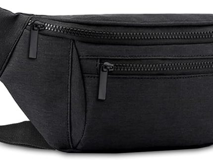 Fanny Pack for Men Women,Crossbody Waist Bag Pack,Belt Bag for Travel Walking Running Hiking Cycling,Easy Carry Any Phone,Wallet (Black)