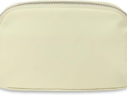 Fanny Packs for Women,Fashionable Crossbody Belt Bags Waist Pack for Teen Girls,Bum Hip Bag for Travel Hiking Cycling Running,Easy Carry Any Phone,Wallet (Beige-Two Zipper Pockets)