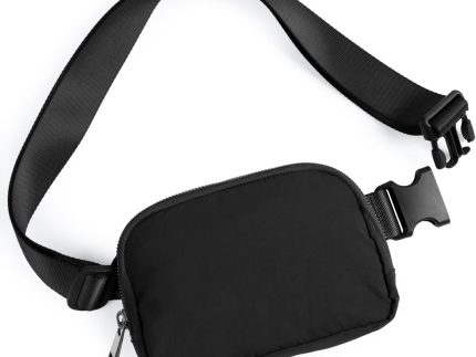 Unisex Mini Belt Bag with Adjustable Strap Small Fanny Pack for Workout Running Traveling Hiking, Black