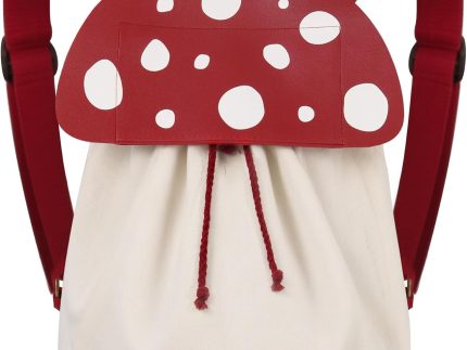Renaissance Mushroom Backpack Lightweight Drawstring Canvas Bag Ren Faire Larp Accessories (A)