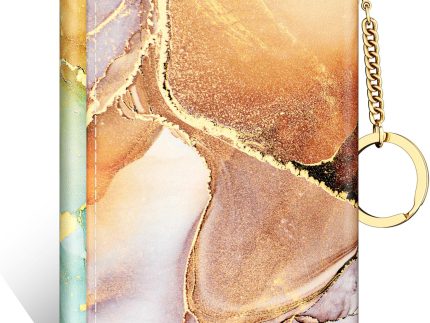 Women's Wallet, Small Slim  Card Wallets for Women, Trifold Leather Clutch Card Wallet Organizer, Cute Front Pocket Purse with 7 Card Slots & ID Window & Keychain （Abstraction Marble）