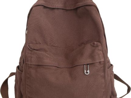 Vintage Canvas Backpack for Women  Cute Boho School Backpack Casual Y2K Aesthetic Backpack (Coffee)