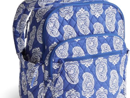 Women Premium Cotton  Backpack, Iconic Paisley Deep Ultramarine, One Size