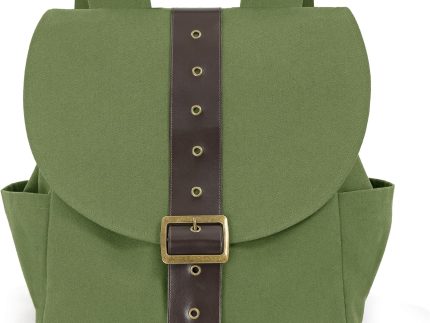 Vintage Canvas Backpack Medieval Rucksack with Adjustable Straps for Travel Costume (Green)